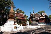 Wat Xieng Thong temple in Luang Prabang, Laos. Small 'that' (stupa) inside the temple precinct. 